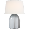 Melanie 12" Cordless Accent Lamp in Crackled Ivory with Linen Shade