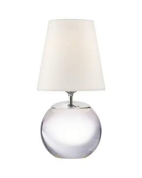 Terri Round Accent Lamp in Crystal with Linen Shade