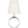 Terri 12" Cordless Accent Lamp in Crystal with Linen Shade